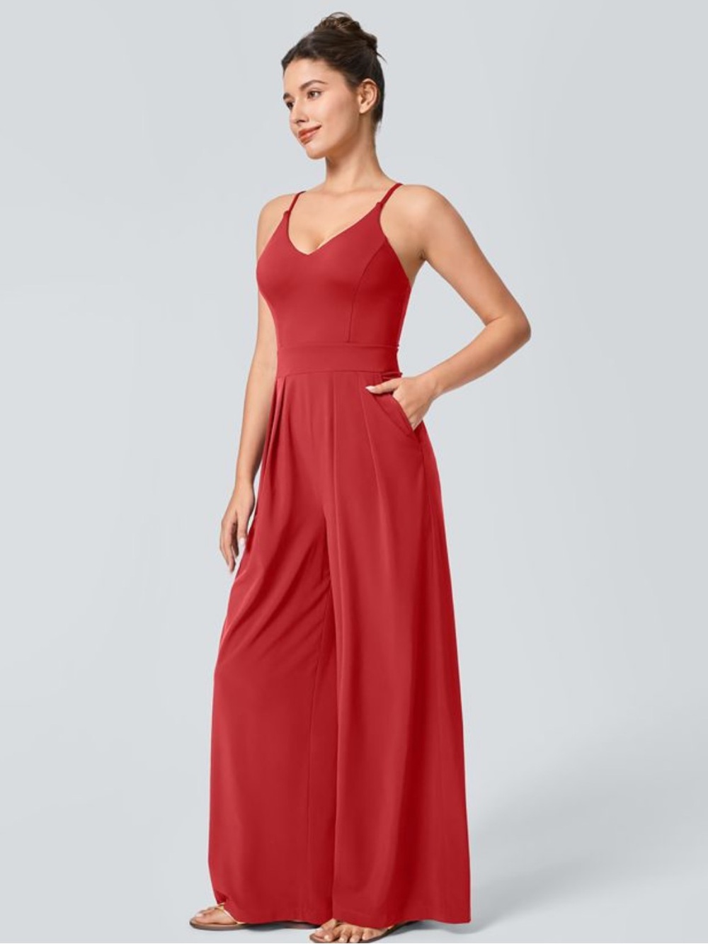 Halara Breezeful™ Wide Leg Resort Slip Jumpsuit Size medium tall NWT - Picture 3 of 8